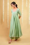 Grass & Sunshine Green Chanderi Embroidery, Lace, Tassels Aqua Serenity Anarkarli Palazzo Set Online at Aza Fashions Grass & Sunshine_Green Chanderi Embroidery, Lace, Tassels Aqua Serenity Anarkarli Palazzo Set _Online_at_Aza_Fashions