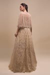 Shop_Azeera_Beige Net Sequins, Beads Sweetheart , Open Embroidered Gown With Cape _at_Aza_Fashions