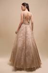 Shop_Azeera_Peach Net Sequins, Embroidery Sweetheart Neck Work Ball Gown _at_Aza_Fashions