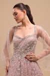 Shop Azeera Mauve Net Sequins, Beads Sweetheart Neck Hand Embroidered Cape Sleeve Gown Online at Aza Fashions Shop_Azeera_Mauve Net Sequins, Beads Sweetheart Neck Hand Embroidered Cape Sleeve Gown _Online_at_Aza_Fashions