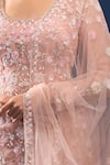 Shop_Azeera_Pink Net, Georgette Embroidery, Sequins, Beads Scoop Neck Kurta Sharara Set _Online_at_Aza_Fashions