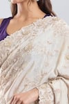 Buy_Azeera_Ivory Tissue Embroidery, Sequins, Zari Saree With Unstitched Blouse Piece 
