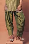 Shop_Label Moni K_Olive Green Chanderi, Tissue Embroidery, Beads Hasrat Kurta With Farshi Salwar _Online_at_Aza_Fashions