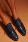 Shop_Dmodot_Blue Azzurro Rosso Brogue Oxford Shoes  _at_Aza_Fashions