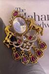 Shop Saga Jewels Multi Color Gemstones, Stones, Kundan And Ruby Droplet Horse Motif Brooch at Aza Fashions Shop_Saga Jewels_Multi Color Gemstones, Stones, Kundan And Ruby Droplet Horse Motif Brooch _at_Aza_Fashions