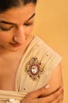 Buy_Saga Jewels_Multi Color Stones, Rhinestones Polki And Zircon Detailing Brooch _at_Aza_Fashions