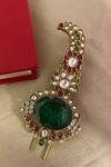Shop_Saga Jewels_Green Emerald Kundan And Polki Kalangi _at_Aza_Fashions