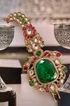 Saga Jewels_Green Emerald Zircon Kundan Polki Kalangi _Online_at_Aza_Fashions