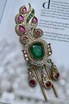 Saga Jewels_Green Feather Style Kundan And Polki Kalangi _Online_at_Aza_Fashions