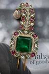 Saga Jewels_Green Emerald, Ruby And Pearl Kundan Polki Kalangi _Online_at_Aza_Fashions