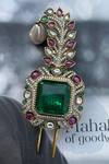 Buy_Saga Jewels_Green Emerald, Ruby And Pearl Kundan Polki Kalangi _at_Aza_Fashions