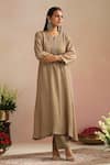 Buy_Trendy Tokari_Gold Chanderi Silk, Cotton, Organza Crushed Tissue Straight Kurta Pant Set _Online_at_Aza_Fashions