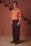 Shop_Saphed_Orange Cotton, Linen Marigold Flap Pocket Shirt _Online_at_Aza_Fashions