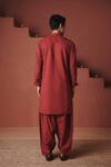 Shop_Saphed_Red Cotton, Linen Brick Dhoti Pant _at_Aza_Fashions