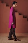 Shop_Saphed_Purple Cotton, Linen Orchid Kurta _Online_at_Aza_Fashions