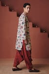 Saphed_Beige Cotton, Linen Chintz Print Kurta _Online_at_Aza_Fashions