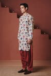 Buy_Saphed_Beige Cotton, Linen Chintz Print Kurta _Online_at_Aza_Fashions