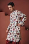 Buy_Saphed_Beige Cotton, Linen Chintz Print Kurta _at_Aza_Fashions