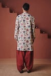 Shop_Saphed_Beige Cotton, Linen Chintz Print Kurta _at_Aza_Fashions