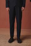 Buy_Saphed_Black Cotton, Linen Carbon Pleated Tapered Pant _Online_at_Aza_Fashions