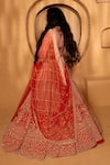 Shop_Amaltas Couture_Red Silk, Net Sequins, Stones, Embroidery Leaf Jaal Hand Bridal Lehenga Set _at_Aza_Fashions