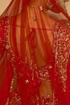 Buy_Amaltas Couture_Red Silk, Organza, Net Embroidery, Sequins, Jaal Hand Bridal Lehenga Set _Online_at_Aza_Fashions
