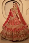 Shop_Amaltas Couture_Red Silk, Organza, Net Embroidery, Sequins, Jaal Hand Bridal Lehenga Set _Online_at_Aza_Fashions