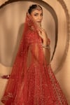 Amaltas Couture_Red Silk, Net Sequins, Stones, Beads, Embroidery Jaal Hand Bridal Lehenga Set _Online_at_Aza_Fashions