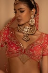 Buy_Amaltas Couture_Red Silk, Net Sequins, Stones, Beads, Embroidery Jaal Hand Bridal Lehenga Set _Online_at_Aza_Fashions