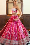 Amaltas Couture_Pink Silk, Net Embroidery, Sequins, Stones, Beads Sweetheart Hand Lehenga Set _Online_at_Aza_Fashions