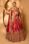 Shop_Amaltas Couture_Red Silk, Tissue, Organza, Net Embroidery, Sequins, Hand Bridal Lehenga Set _at_Aza_Fashions