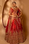 Buy_Amaltas Couture_Red Silk, Tissue, Organza, Net Embroidery, Sequins, Hand Bridal Lehenga Set _at_Aza_Fashions