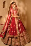 Amaltas Couture_Red Silk, Tissue, Organza, Net Embroidery, Sequins, Hand Bridal Lehenga Set _Online_at_Aza_Fashions