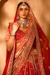 Amaltas Couture_Red Silk, Tissue, Organza, Net Embroidery, Sequins, Hand Bridal Lehenga Set _at_Aza_Fashions