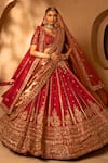Buy_Amaltas Couture_Red Silk, Tissue, Organza, Net Embroidery, Sequins, Hand Bridal Lehenga Set 
