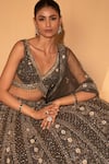 Buy_Amaltas Couture_Gray Net Sequins, Stones, Beads, Embroidery Floral And Geometric Lehenga Set _Online_at_Aza_Fashions
