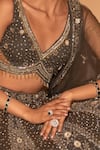 Amaltas Couture_Gray Net Sequins, Stones, Beads, Embroidery Floral And Geometric Lehenga Set _at_Aza_Fashions