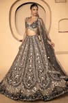 Buy_Amaltas Couture_Gray Net Sequins, Stones, Beads, Embroidery Floral And Geometric Lehenga Set _at_Aza_Fashions