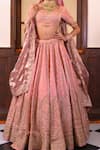 Amaltas Couture_Pink Silk, Net, Tissue Sequins, Stones, Embroidery, Hand Bridal Lehenga Set _Online_at_Aza_Fashions