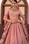 Shop_Amaltas Couture_Pink Silk, Net, Tissue Sequins, Stones, Embroidery, Hand Bridal Lehenga Set _Online_at_Aza_Fashions