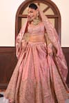 Buy_Amaltas Couture_Pink Silk, Net, Tissue Sequins, Stones, Embroidery, Hand Bridal Lehenga Set _at_Aza_Fashions