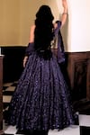 Shop_Amaltas Couture_Purple Silk, Net Sequins, Beads, Embroidery, Tassels One Geometric Lehenga Set _at_Aza_Fashions