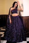 Shop_Amaltas Couture_Purple Silk, Net Sequins, Beads, Embroidery, Tassels One Geometric Lehenga Set _Online_at_Aza_Fashions