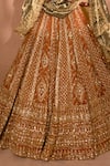 Buy_Amaltas Couture_Orange Tissue Embroidery, Sequins, Stones, Zari V-neck Rust Bridal Lehenga Set _Online_at_Aza_Fashions