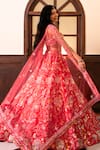 Buy_Amaltas Couture_Pink Silk, Net Sequins, Beads, Embroidery Sweetheart Neck Botanical Lehenga Set _Online_at_Aza_Fashions