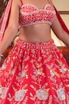 Amaltas Couture_Pink Silk, Net Sequins, Beads, Embroidery Sweetheart Neck Botanical Lehenga Set _at_Aza_Fashions