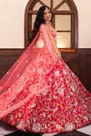 Buy_Amaltas Couture_Pink Silk, Net Sequins, Beads, Embroidery Sweetheart Neck Botanical Lehenga Set 