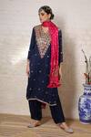 Buy_Sheeshakari_Blue Silk Embroidery, Mirrors, Beads, Zari Kurta And Salwar Set With Dupatta _at_Aza_Fashions