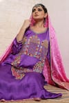 Buy_Sheeshakari_Purple Silk Embroidery, Mirrors, Beads, Zari Scoop Minar Motif Hand Kurta Set _Online_at_Aza_Fashions