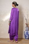 Shop_Sheeshakari_Purple Silk Embroidery, Mirrors, Beads, Zari Minar Motif Hand Kurta Salwar Set _at_Aza_Fashions